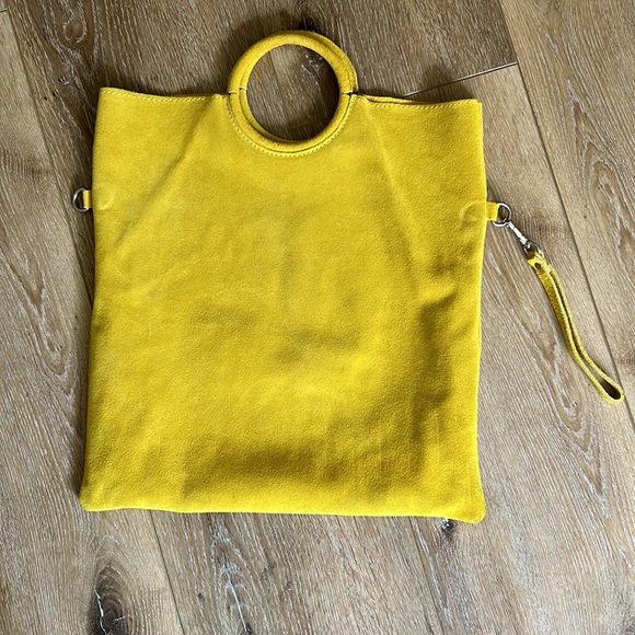 Ochre yellow suede purse / handbag new - Picture 3 of 9